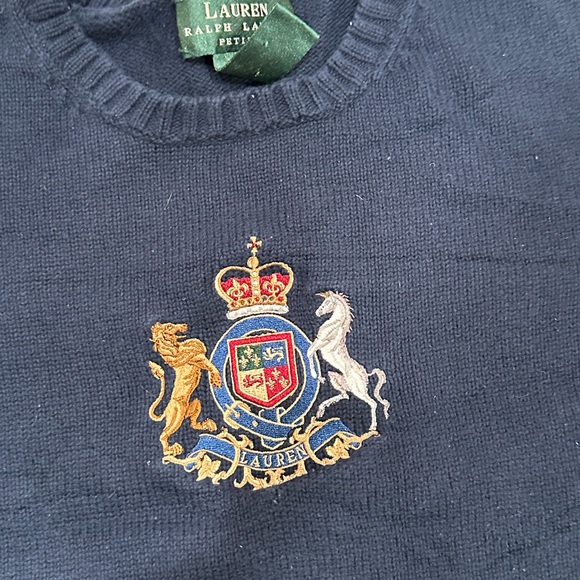 Vintage Lauren Ralph Lauren Crest Logo Sweater Navy - Picture 4 of 4